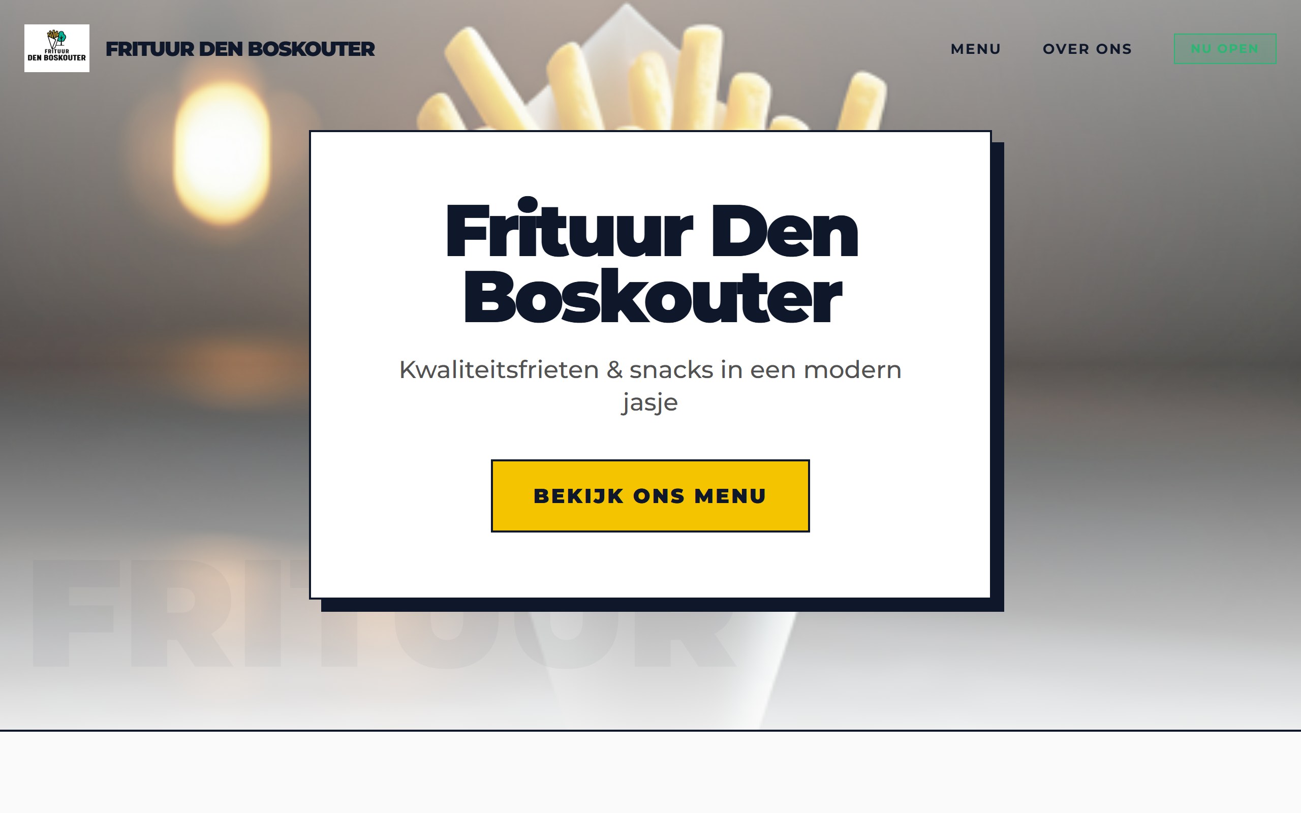 Startpagina van de website van Frituur Den Boskouter